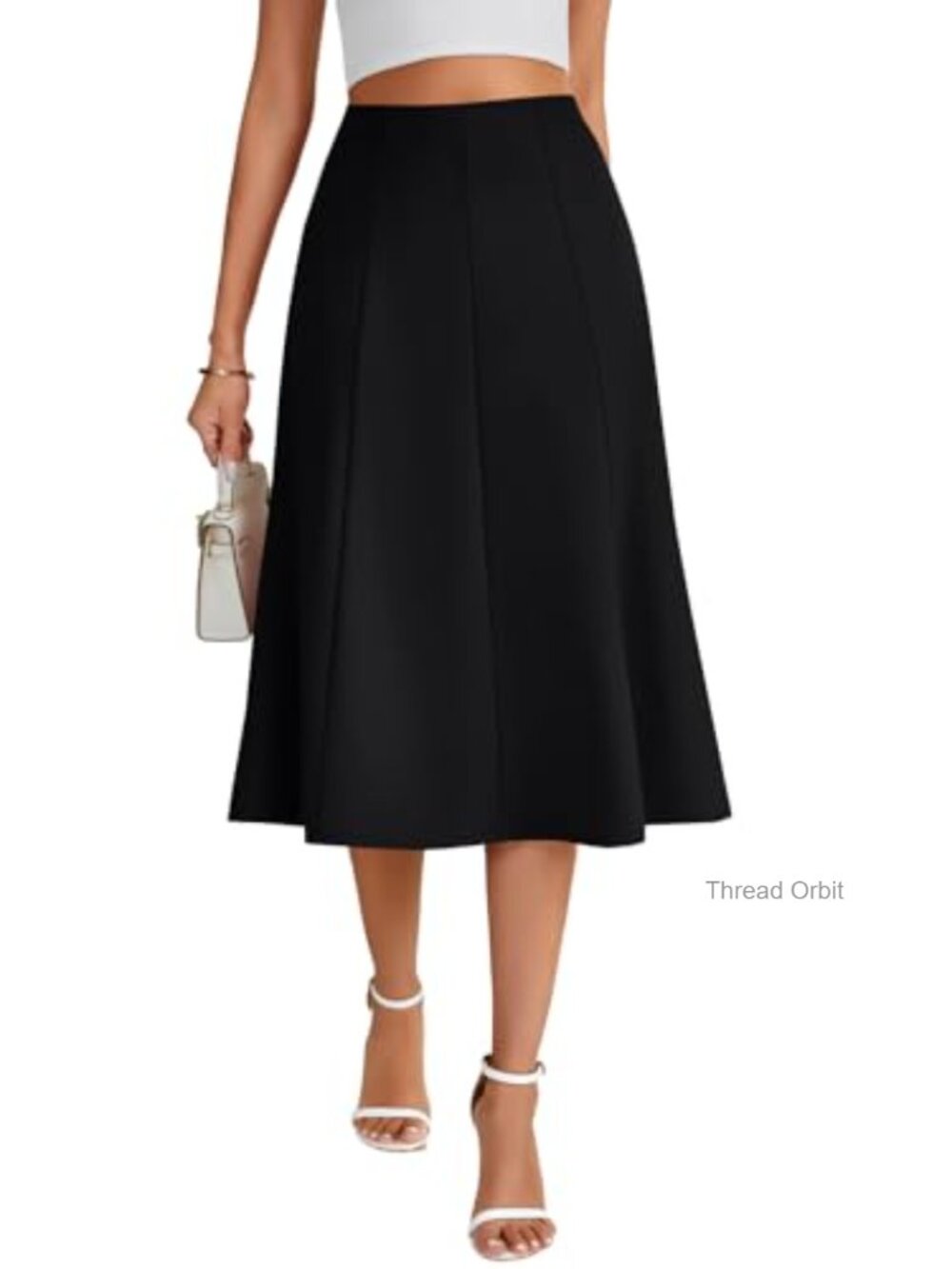 KIFOVEN Women's High Waisted Midi Skirt A-Line Flowy Pleated Summer Work Skirt